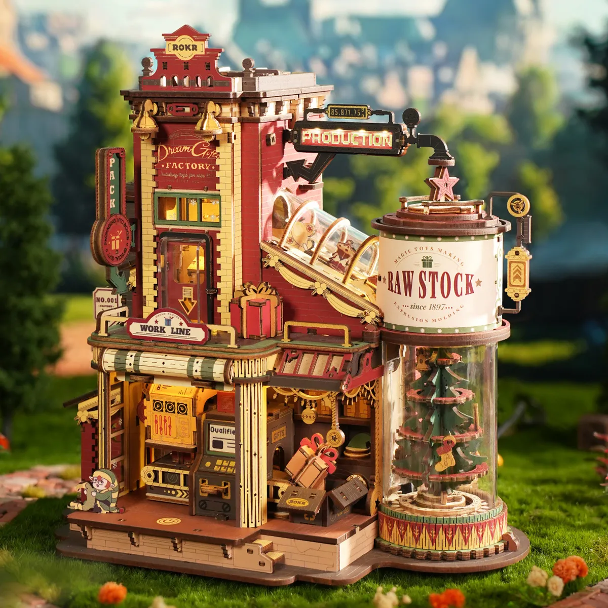 ROKR Dream Gift Factory EAB01 wooden music box with toy production line
