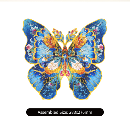 Rowood Morpho Helena completed puzzle size graphic showing 28.8 cm by 27.6 cm