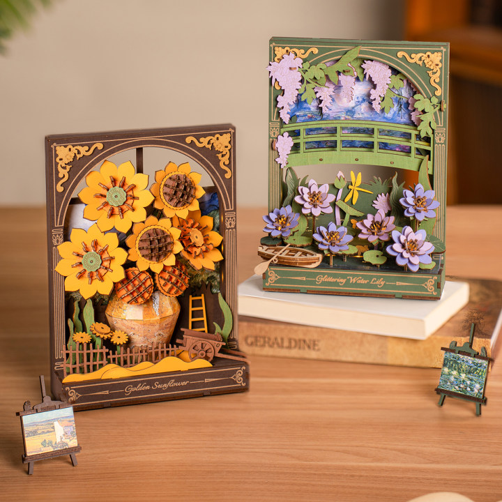 Ensemble d'affichage lumineux Rowood Golden Sunflower et Glittering Water Lily