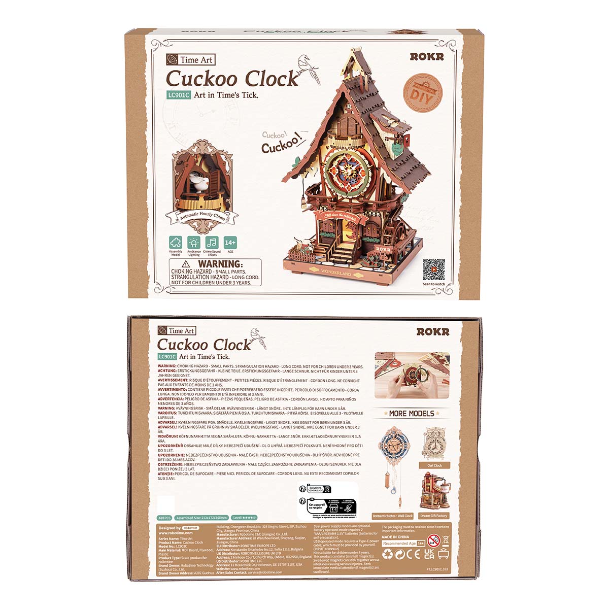 ROKR Cuckoo Clock package front and back with product information