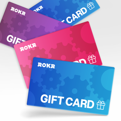 ROKR gift card set in multiple colorful denominations