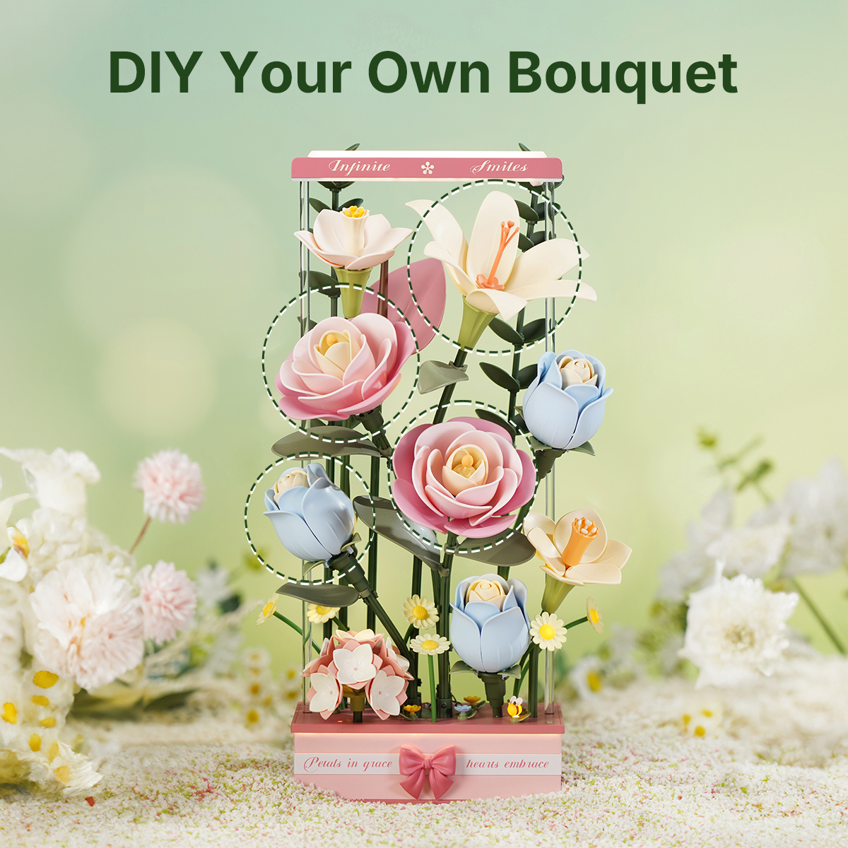 ROKR Art Floral Bouquet de Roses Lavande à afficher pour créer votre propre bouquet