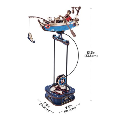 ROKR Ocean Fisher MCD02 taille graphique montrant 18,5 cm de largeur et 33,5 cm de hauteur
