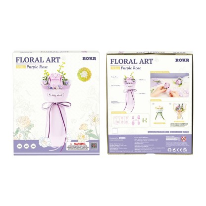 ROKR Rose Pourpre AF021 emballage avant et arrière avec détails de bouquet