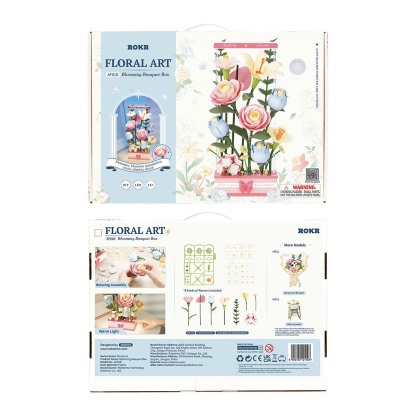 ROKR Blooming Bouquet Box AF01D emballage avant et arrière avec informations sur le produit
