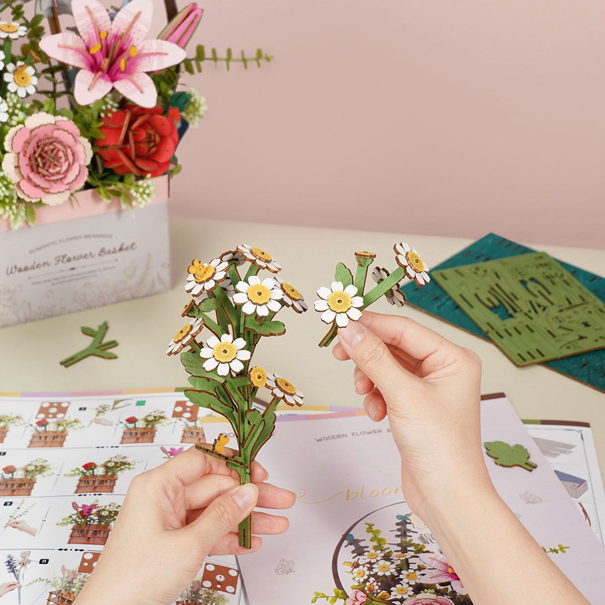 Rowood Wooden Flower Basket DIY 3D Puzzle TW03H – ROKR