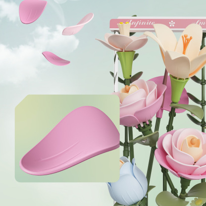 ROKR Blooming Bouquet Box AF01D gros plan sur les pétales et le mécanisme de floraison