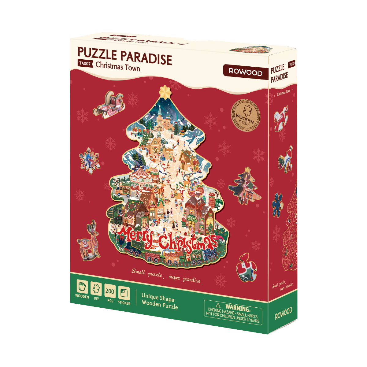 Christmas Town package box with tree-shaped puzzle artwork