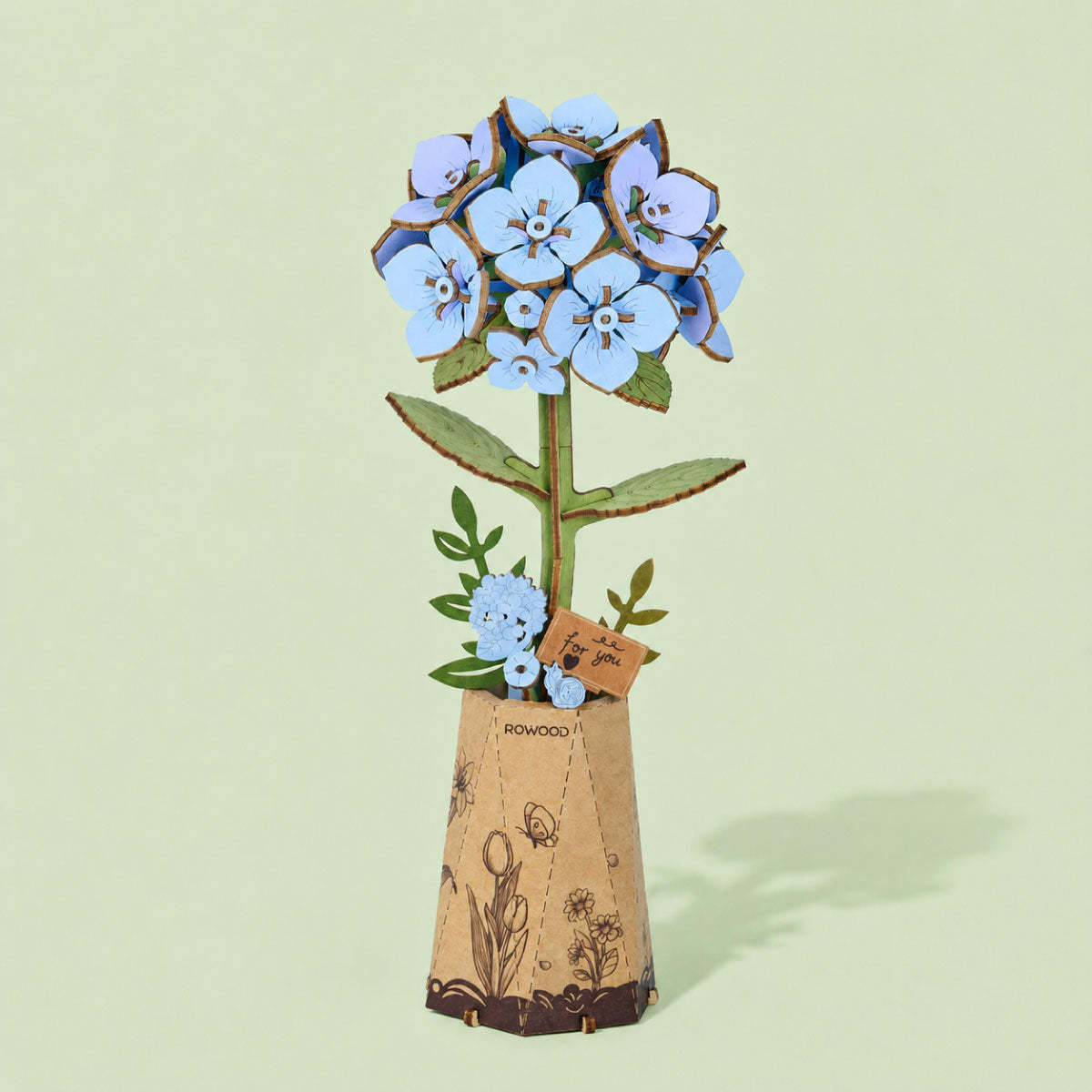 Rowood Blue Hydrangea TW141 - Kit de modèle de fleur en bois à assembler soi-même