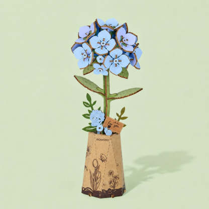 Rowood Blue Hydrangea TW141 - Kit de modèle de fleur en bois à assembler soi-même