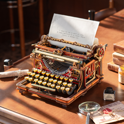 ROKR Mechanical Typewriter LK703B classic version on warm wooden desk