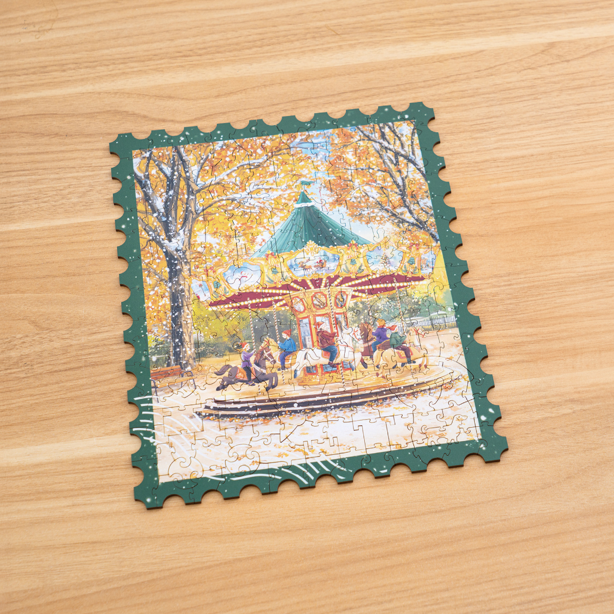 Rowood Golden Autumn Carousel TA008 stamp-shaped wooden jigsaw puzzle