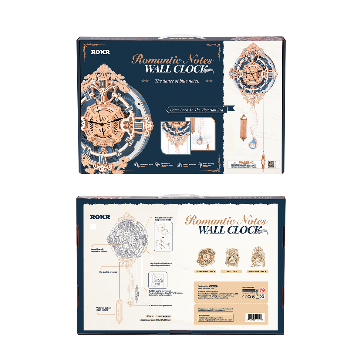 ROKR Romantic Note Wall Clock | Mechanical Gear 3D Wooden Puzzle