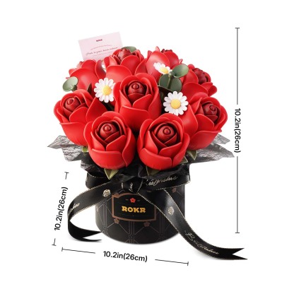 Red Rose Bouquet AF02J size graphic showing 26cm height and 26cm width