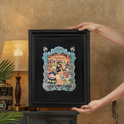 Magic Kitty's Home ingelijste puzzel gehouden in een gezellige kamer scène