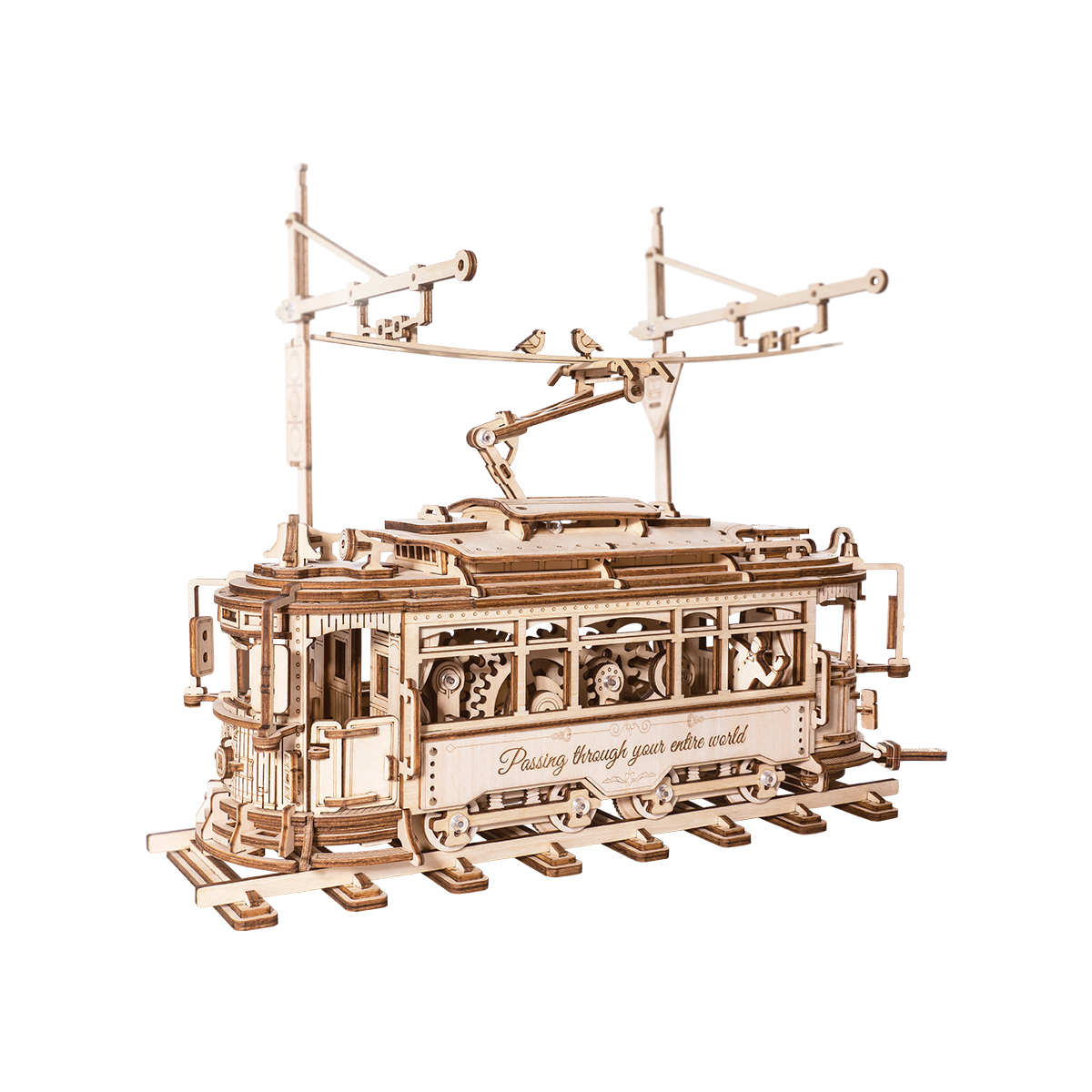 ROKR Classic City Tram LK801 isolated tram model on white background