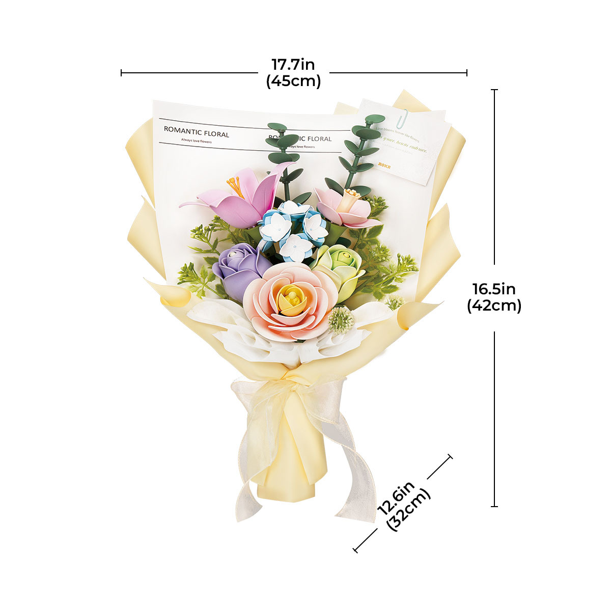 ROKR Spring Time Bouquet AF01J taille graphique montrant une largeur de bouquet de 45 cm