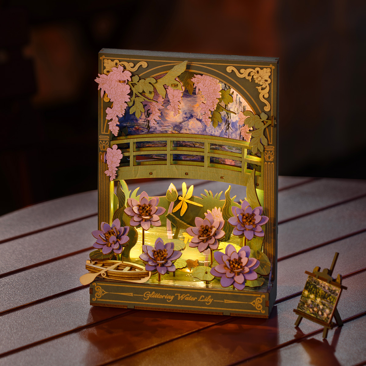 Rowood Nénuphar Scintillant TH001 scène de nénuphar lumineux sur la table