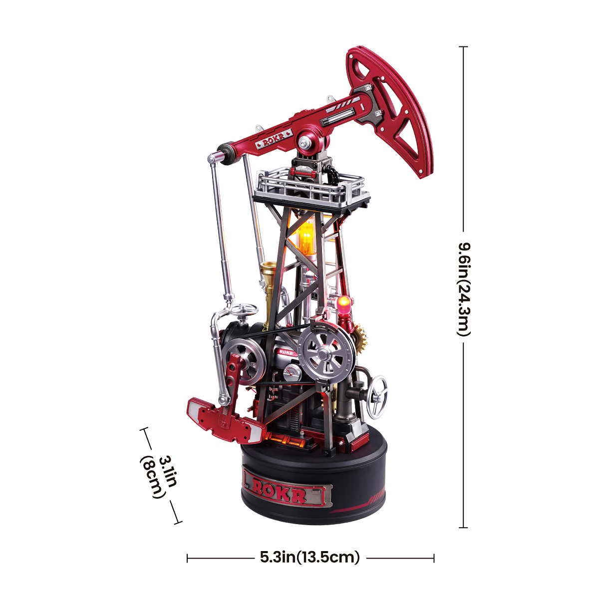 Ölpumpe CGL03 Größe Grafik mit einer Höhe von 24,3 cm, einer Breite von 13,5 cm und einer Tiefe von 8 cm