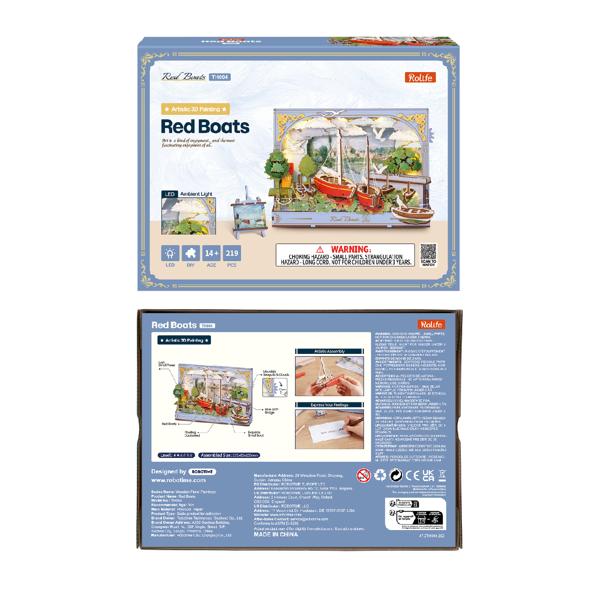 Rowood Red Boats TH004 - Wooden 3D Art Puzzle