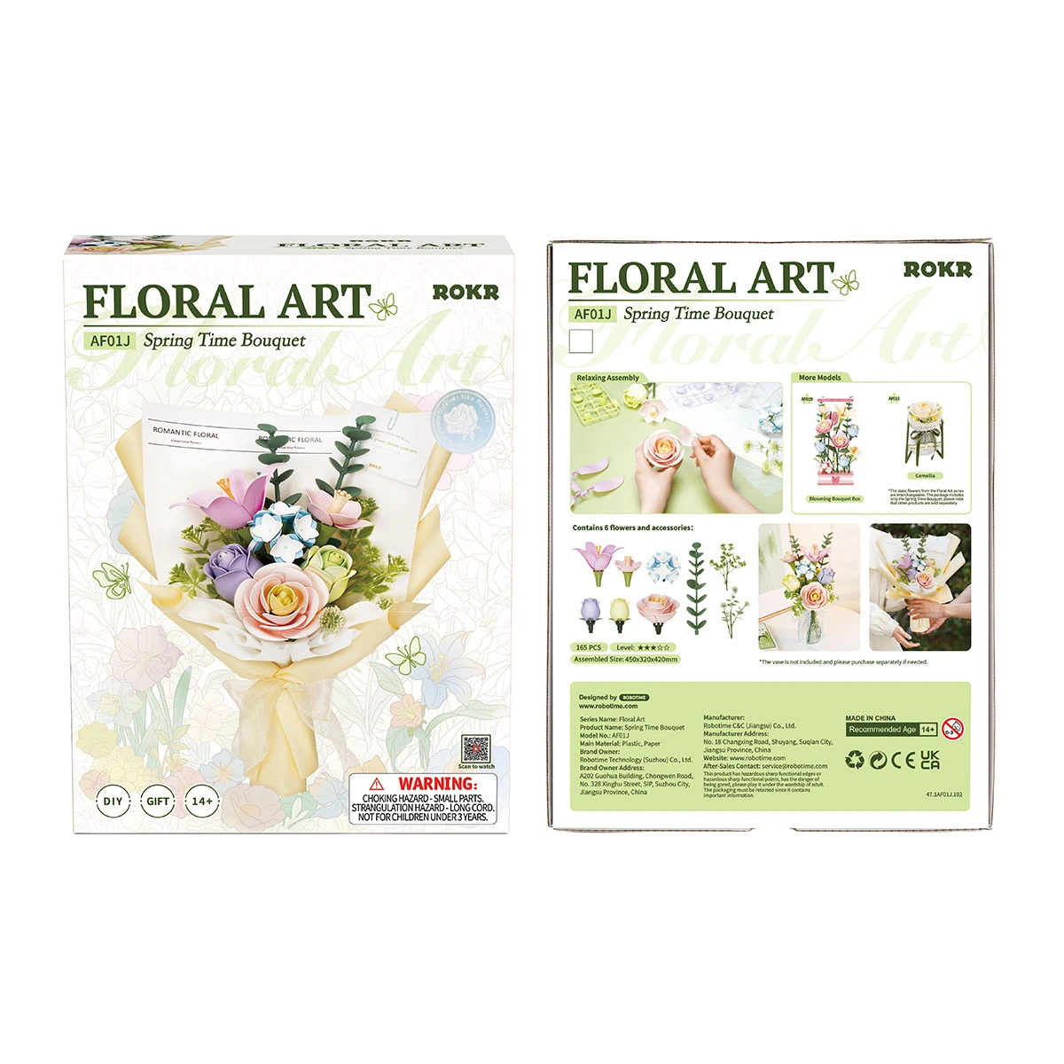 ROKR Spring Time Bouquet AF01J pacchetto fronte e retro con dettagli del prodotto