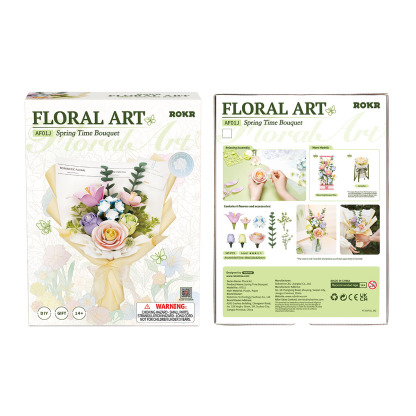 ROKR Spring Time Bouquet AF01J emballage avant et arrière avec les détails du produit