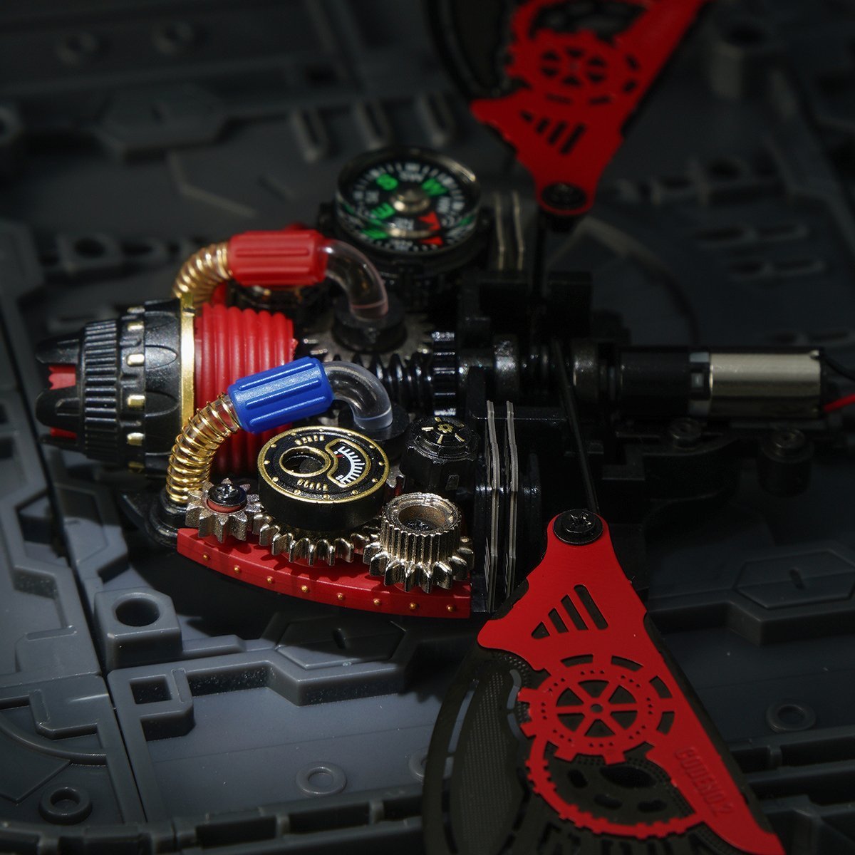 ROKR Scout Beetle MI02 side view with red wing panels and glowing effect