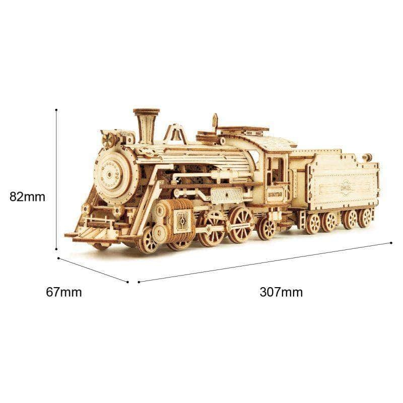 ROKR Prime Steam Express MC501 gift box display with completed wooden train