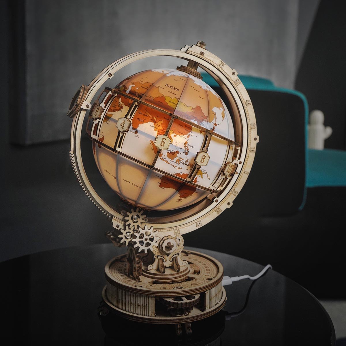 ROKR Luminous Globe ST003 assembled globe on black tabletop