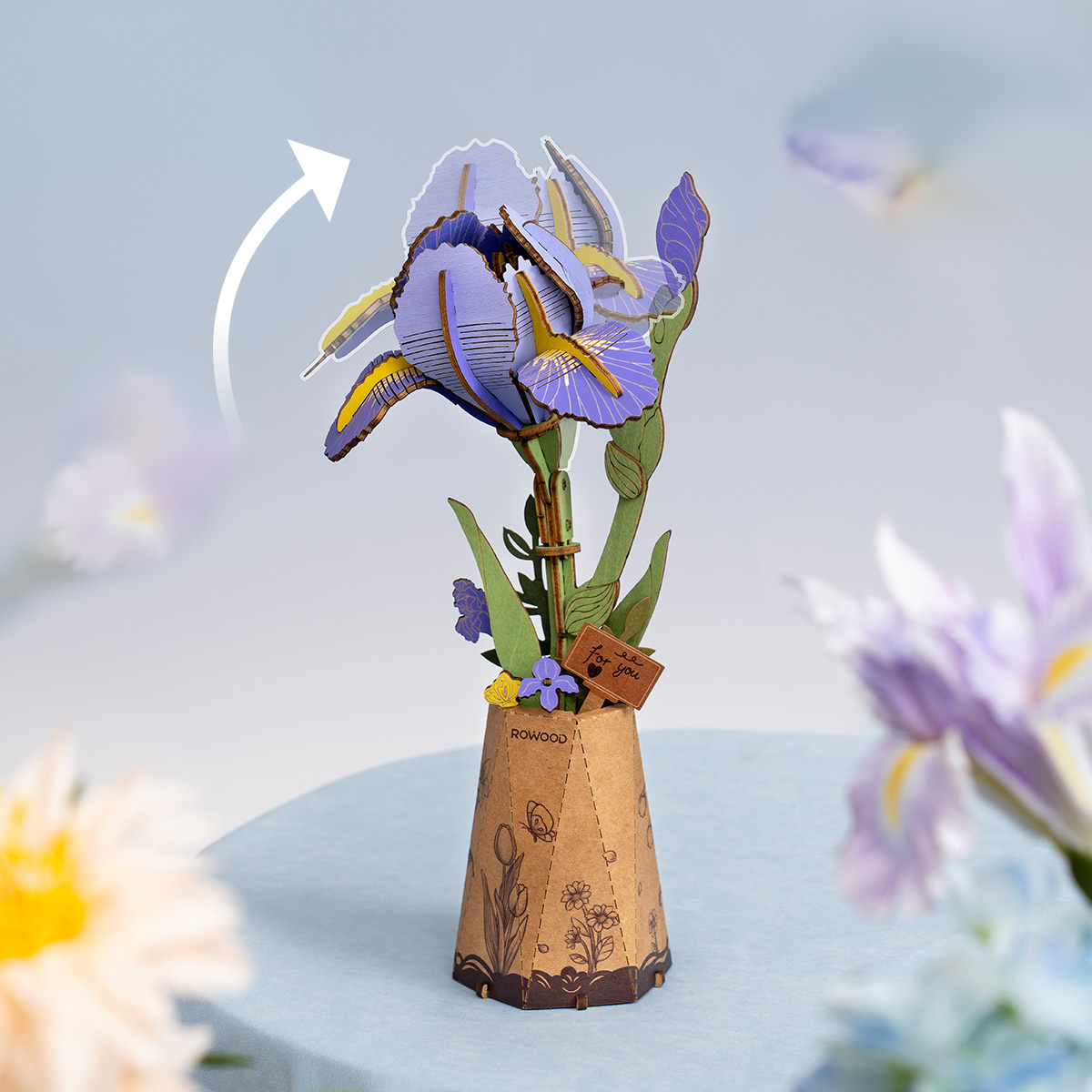 Rowood Purple Iris TW121 adjustable flower stem display