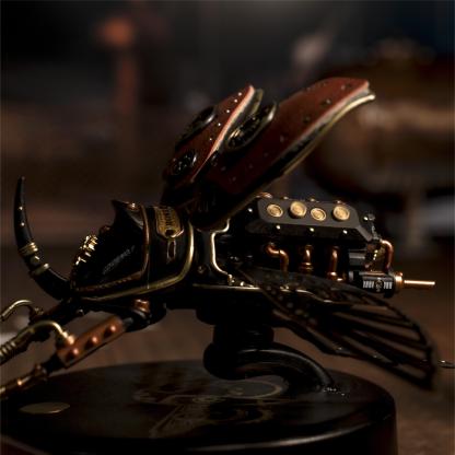 ROKR Rhinoceros Beetle MI01 gros plan dramatique sur le détail des ailes et du corps