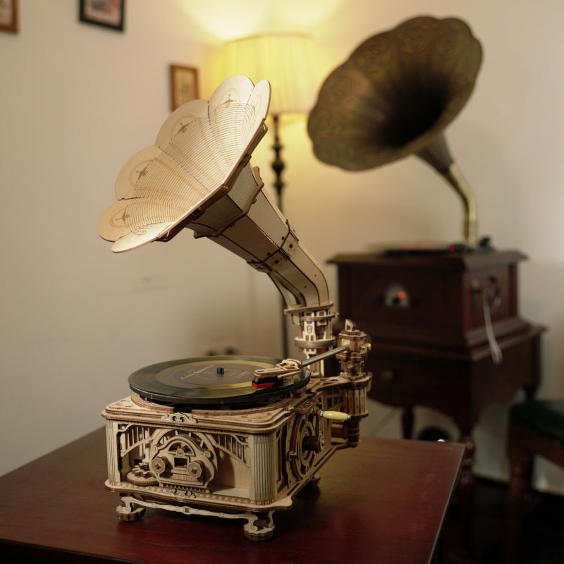ROKR Classic Gramophone LKB01 warme vintage display met platenspeler