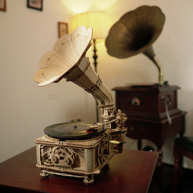 ROKR Classic Gramophone LKB01 warme vintage display met platenspeler