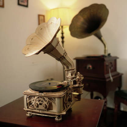 ROKR Classic Gramophone LKB01 warme vintage display met platenspeler