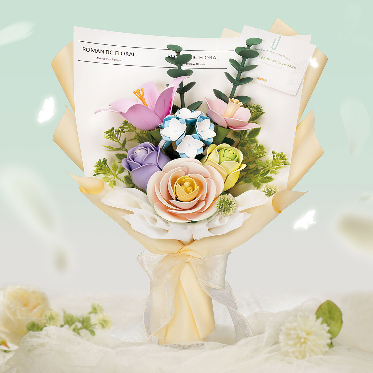ROKR Bouquet de Printemps AF01J pastel bouquet de fleurs en papier d'emballage DIY
