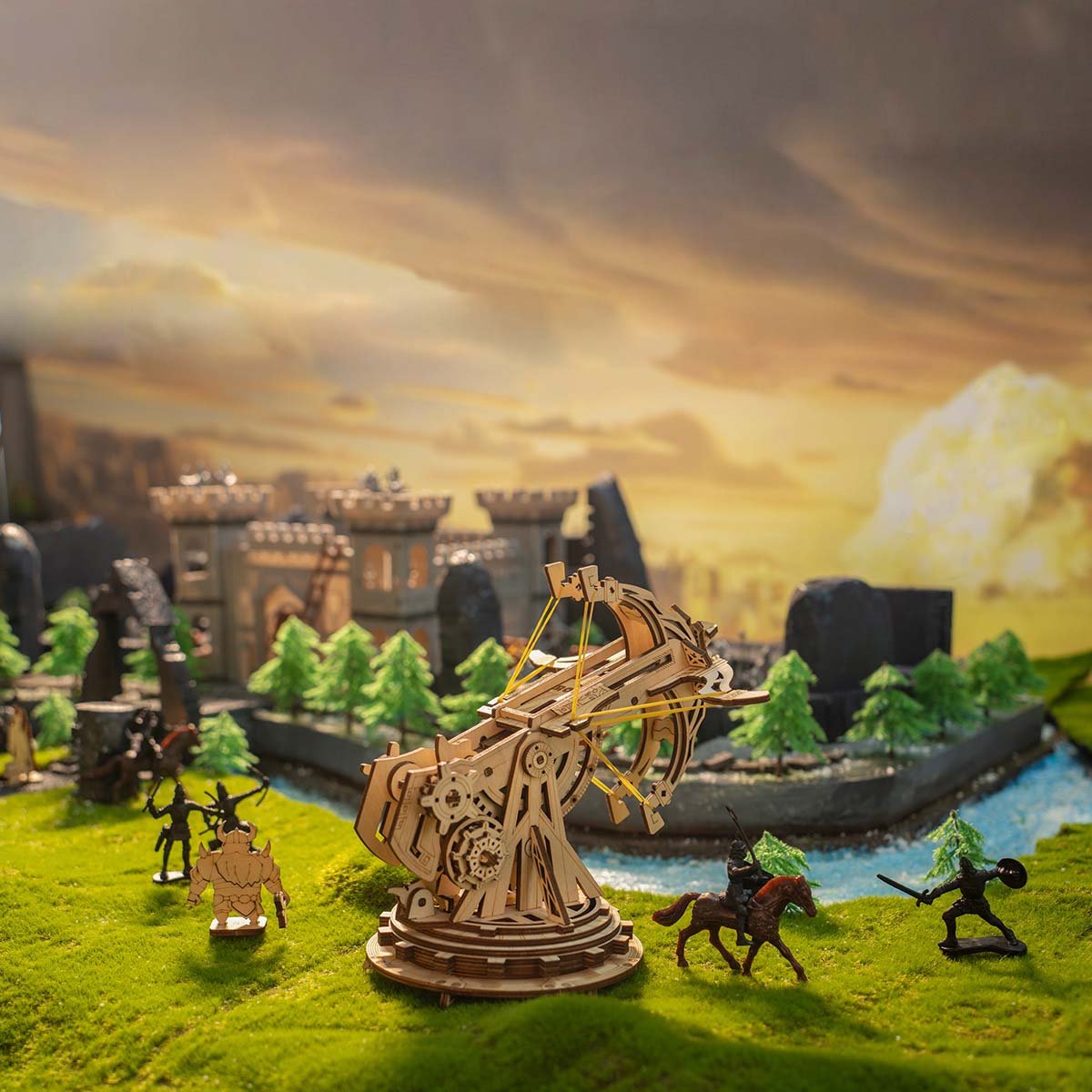 ROKR Siege Heavy Ballista KW401 battlefield diorama with miniature soldiers