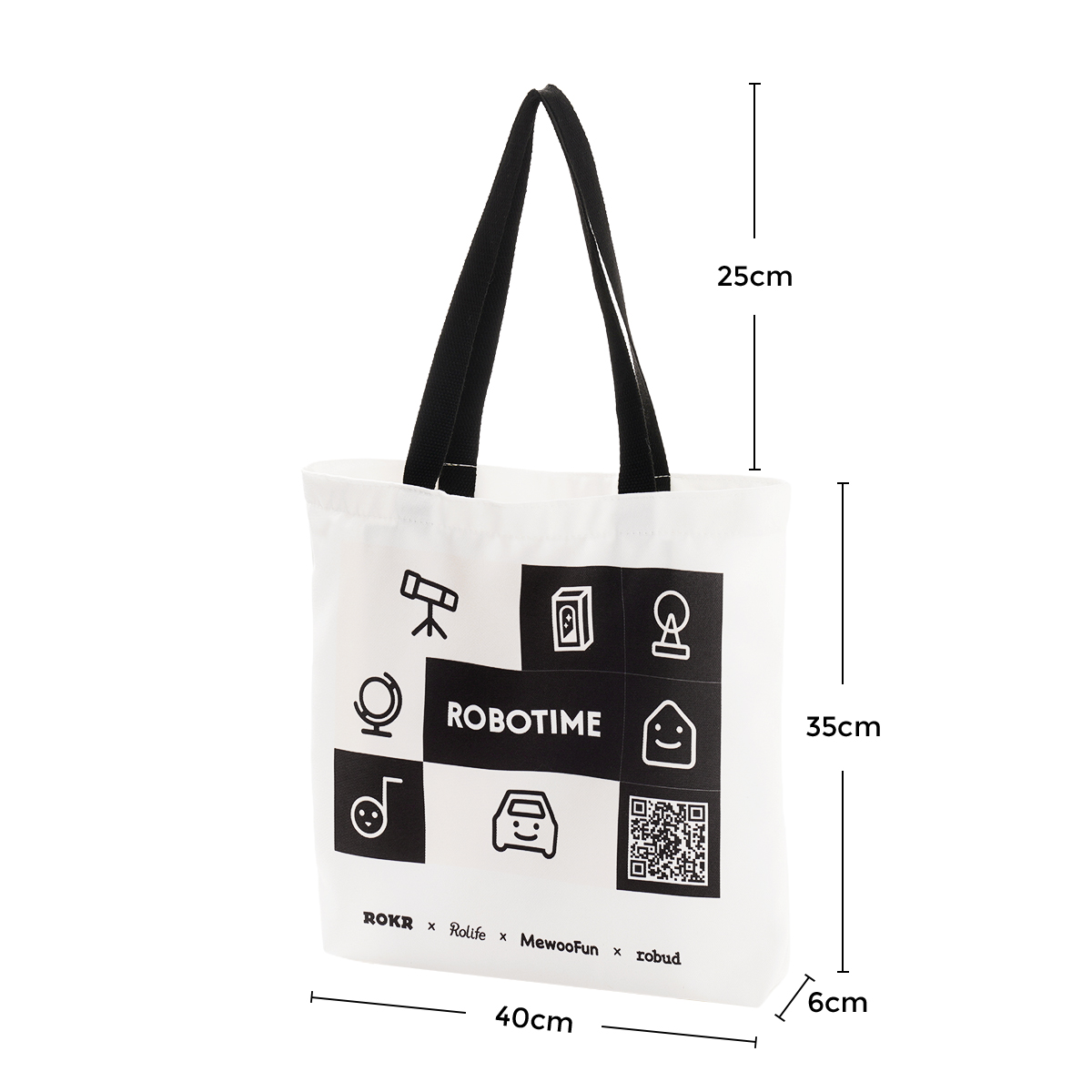 ROBOTIME Canvas Bag size graphic with 40 by 35 by 16 cm dimensions