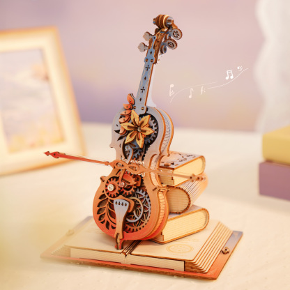 ROKR Symphony of Gorgeous Dreams AMK63M colorful violin music box on book base