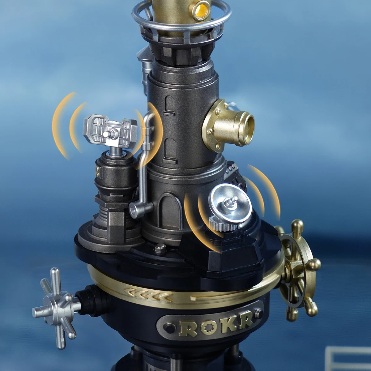 Navi Lighthouse tower close-up with rotating mechanical details
