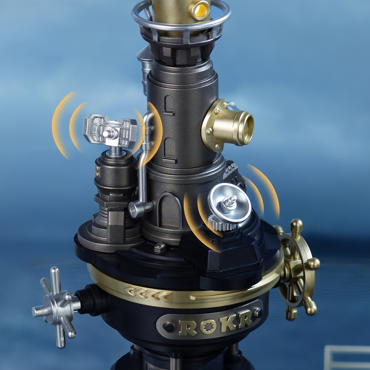 Navi Lighthouse tower close-up with rotating mechanical details