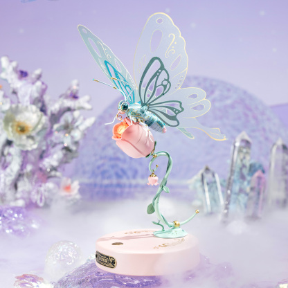 ROKR Papillon MI05 modèle papillon rose sur fond lavande
