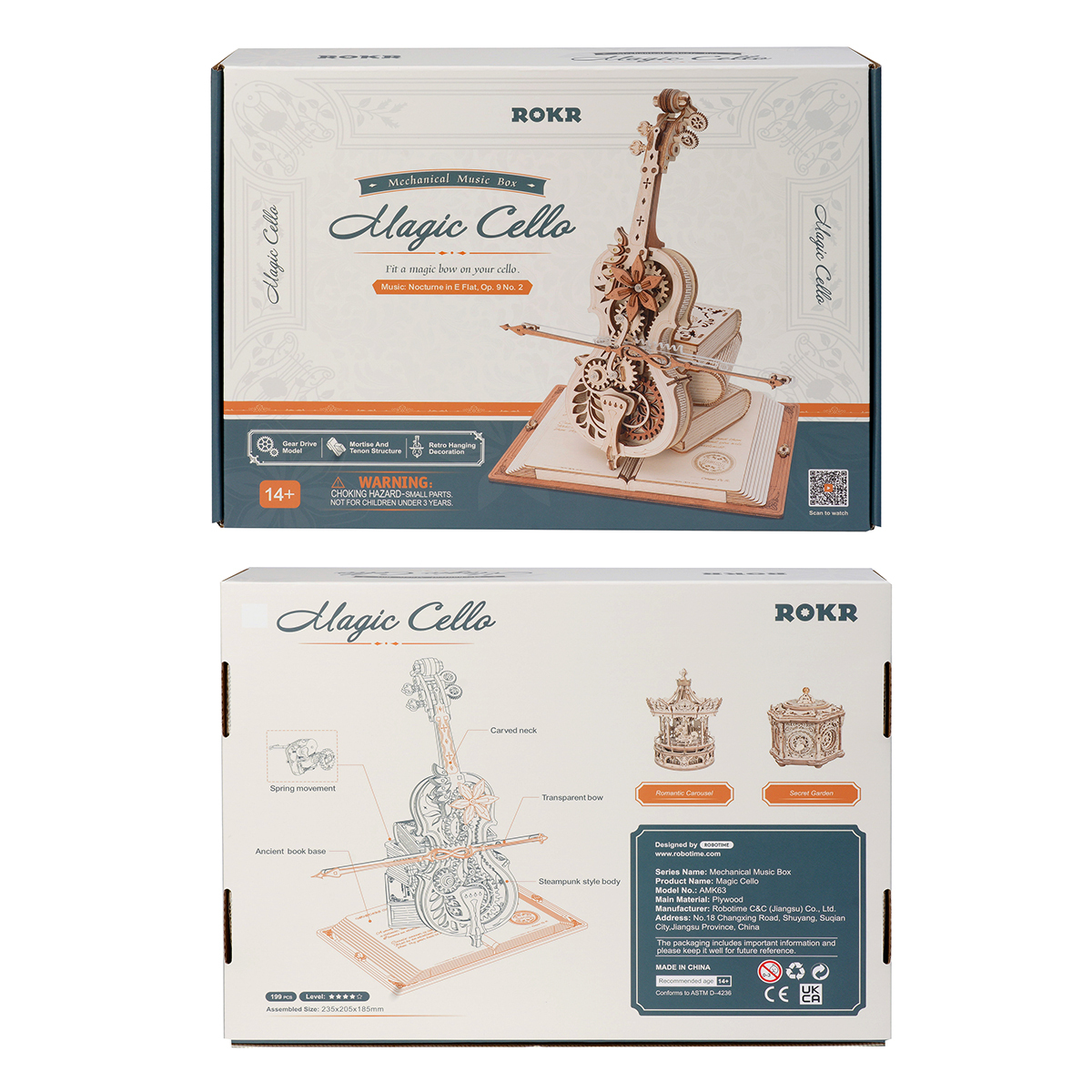 ROKR Magic Cello AMK63 affichage floral avec violoncelle lumineux et papillons