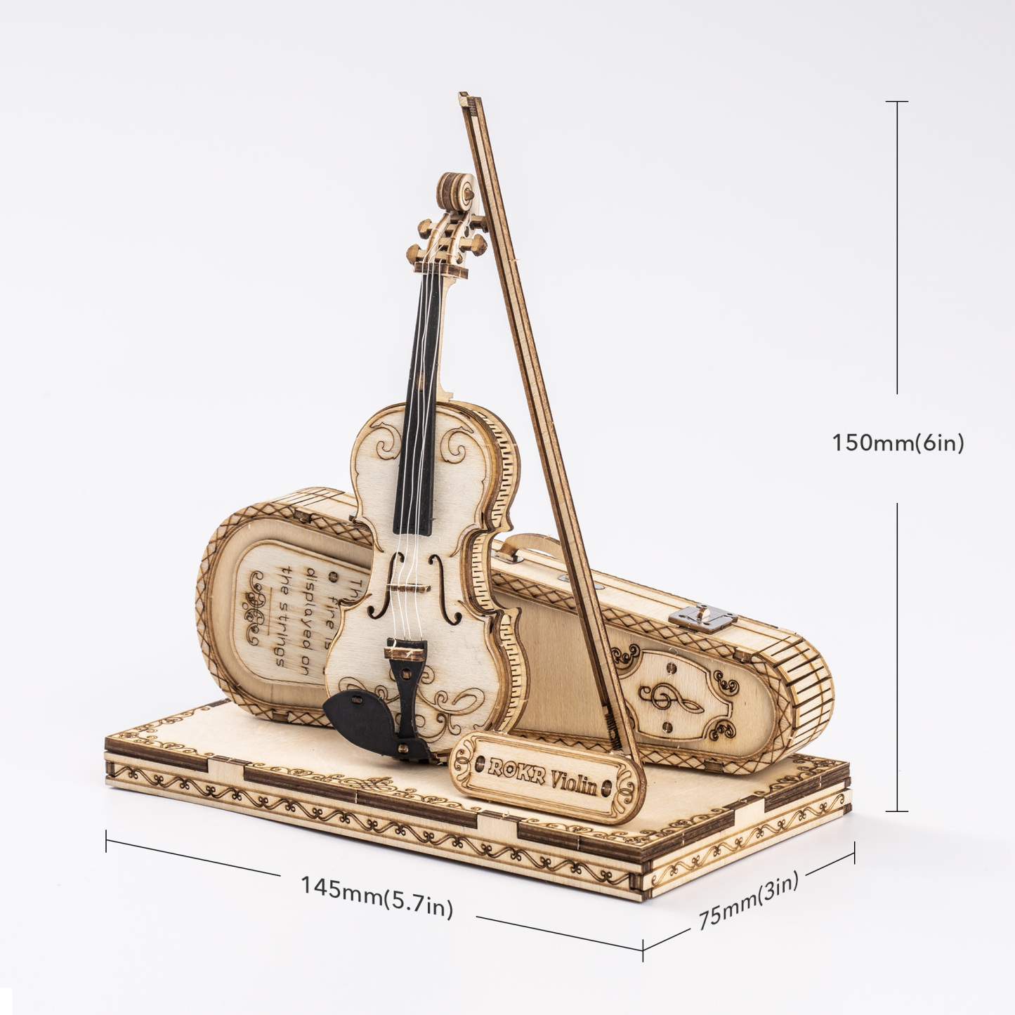 ROKR Violin Capriccio TG604K taille graphique avec dimensions assemblées