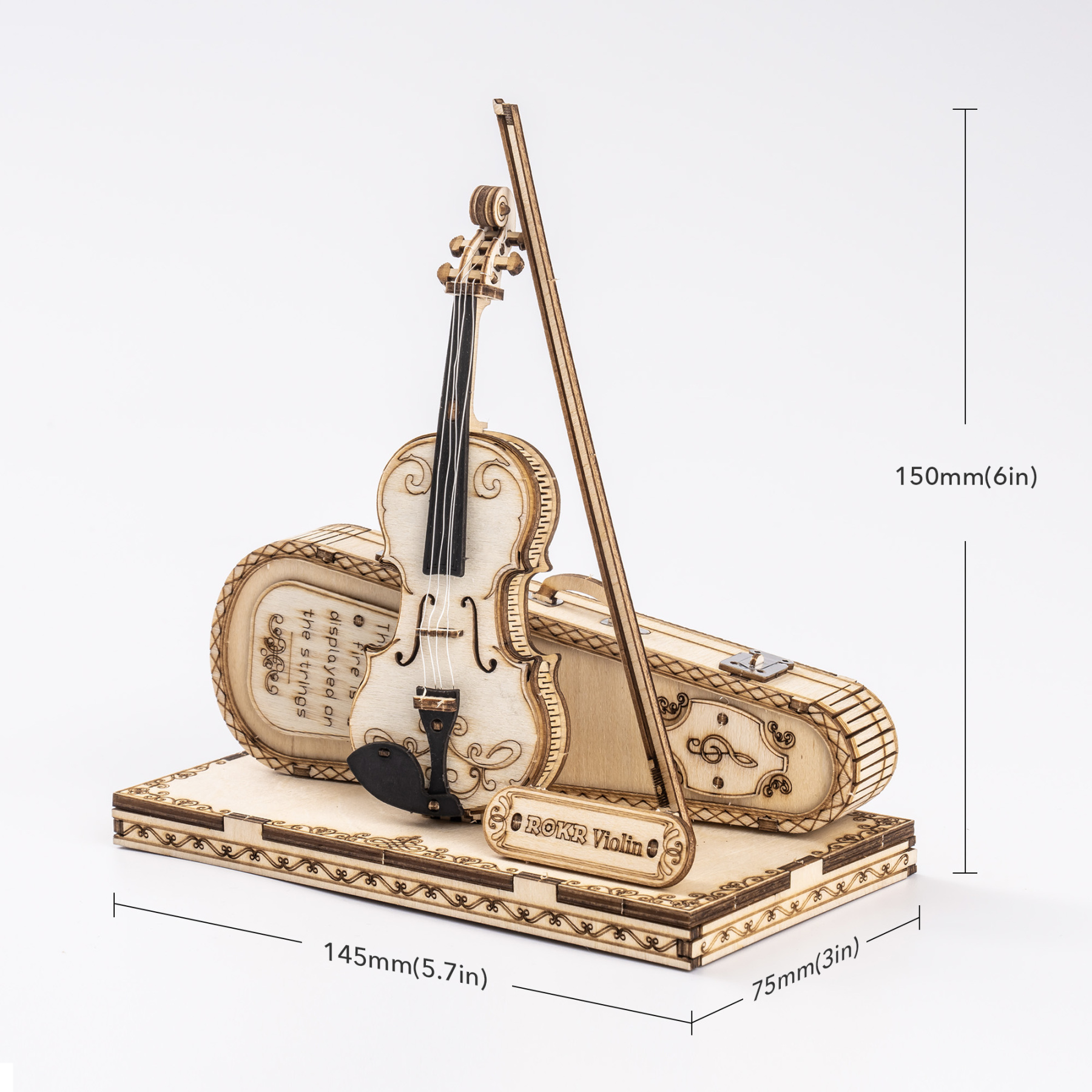 ROKR Violin Capriccio TG604K taille graphique avec dimensions assemblées