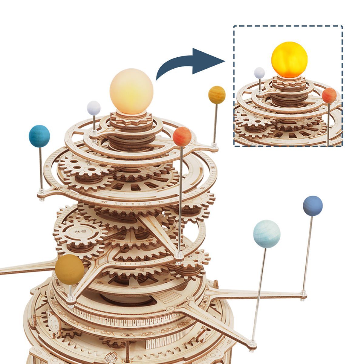 ROKR Orrery Mécanique ST001 mécanisme à grande orbite avec des planètes colorées