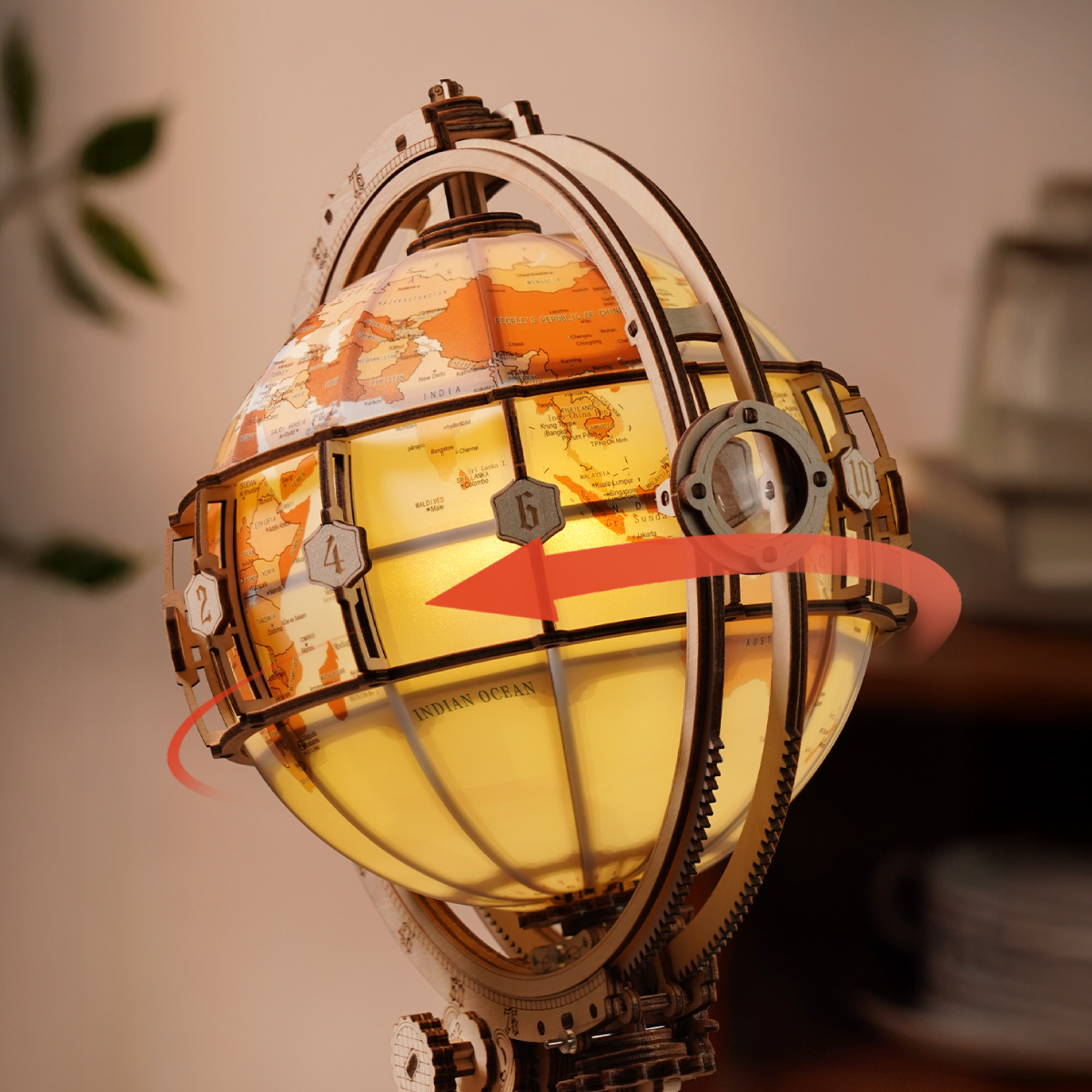ROKR Luminous Globe ST003D close-up with glowing map panels