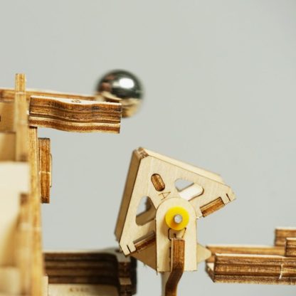 ROKR Marble Parkour LG501 connected marble run display in blue light