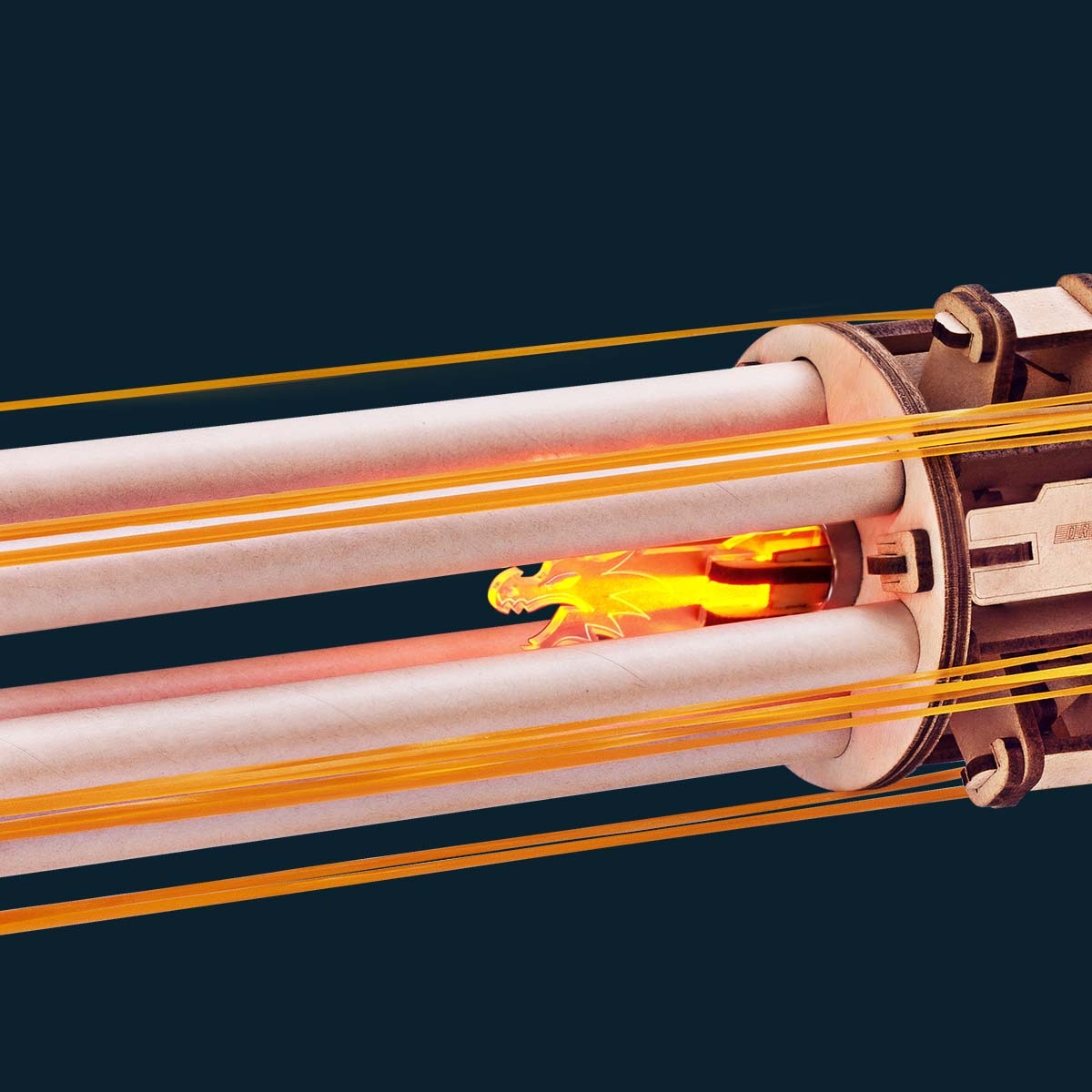 ROKR Rotating-Barrel Machine Gun LQA01 rubber band firing track close-up