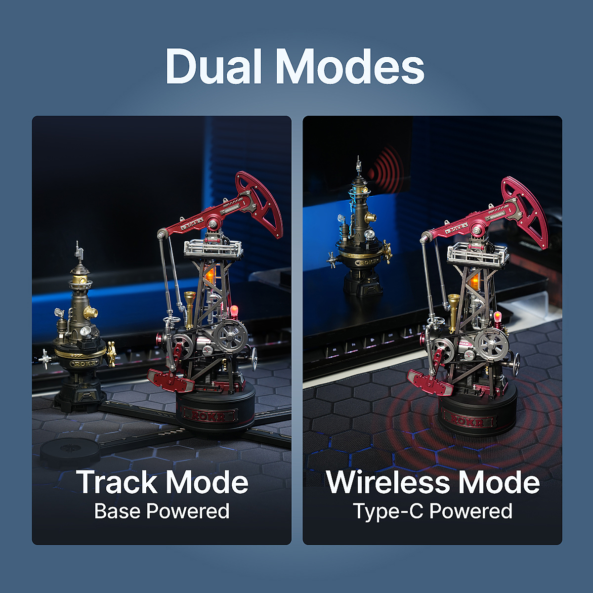 Navi Lighthouse dual modes showing track mode and wireless mode