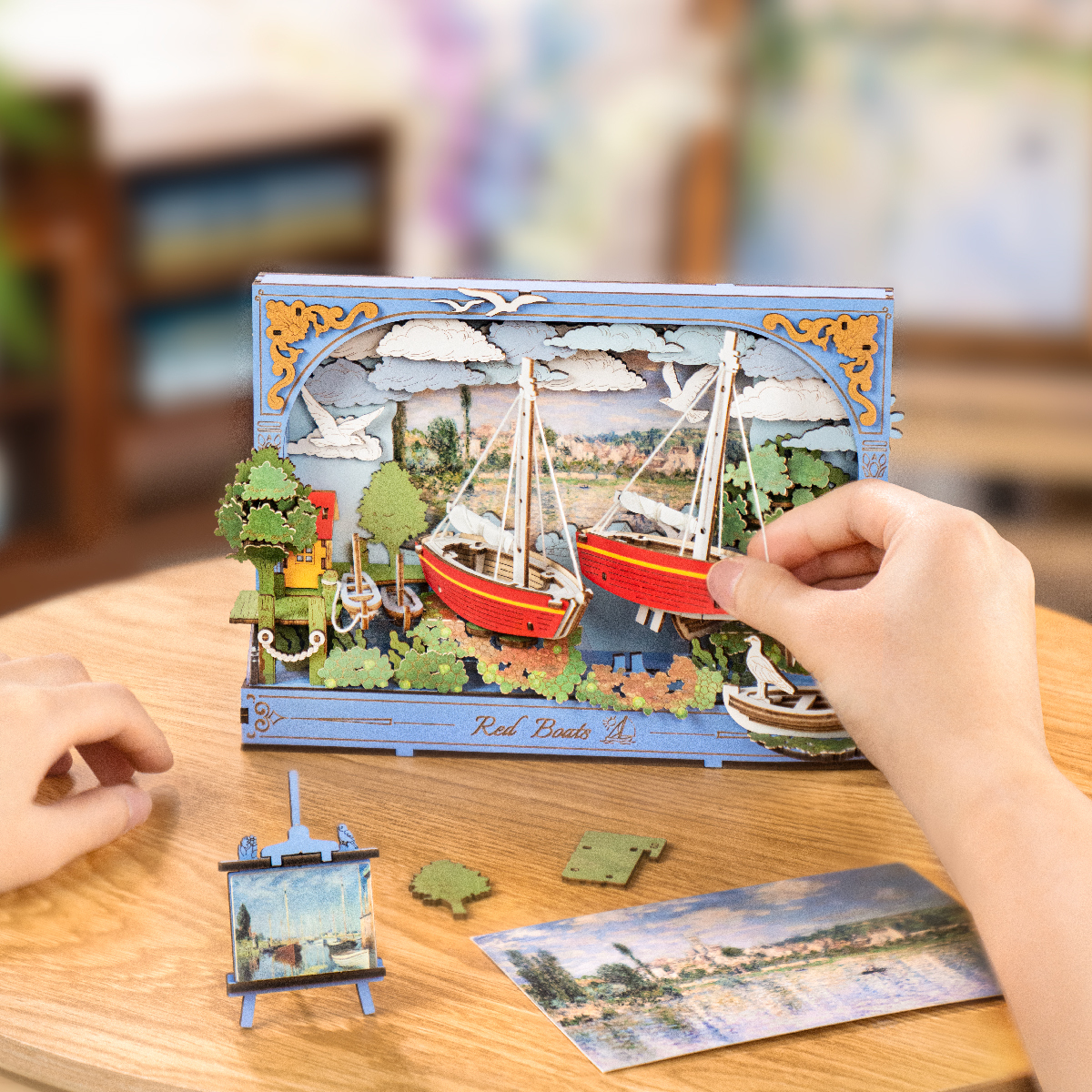 Rowood Red Boats TH004 - Wooden 3D Art Puzzle